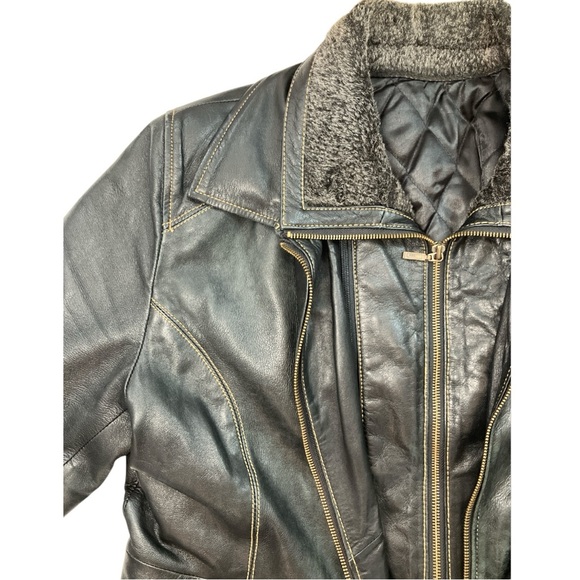 Vintage woman leather jacket with detachable lining XL - Picture 4 of 17